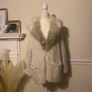 Size small Anthropologie Sleeping on Snow silver and white wool jacket/cardigan